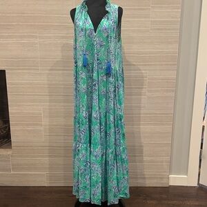 Lilly Pulitzer Elegant Green Floral Maxi Dress